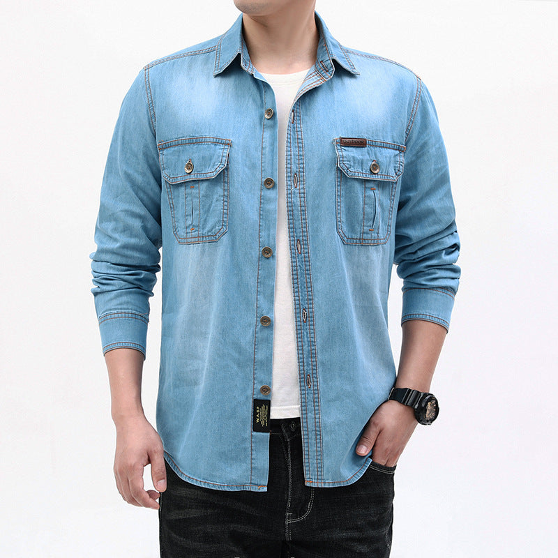 Herren Denim-Hemdjacke mit Utility-Taschen Echo Archiv