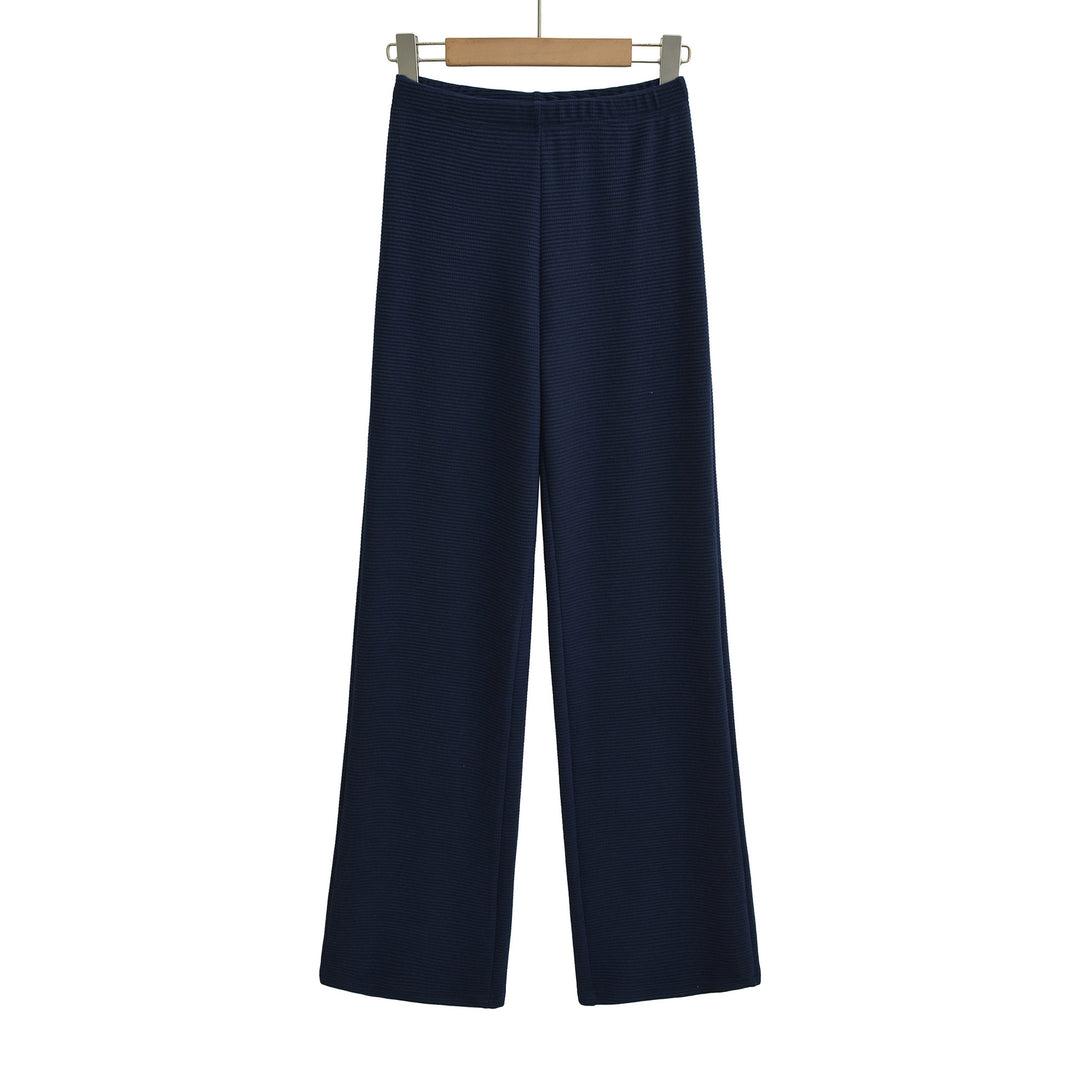 Damen Weite Strickhose mit Waffelstruktur und hohem Bund Echoarchiv