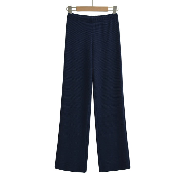 Damen Weite Strickhose mit Waffelstruktur und hohem Bund Echoarchiv