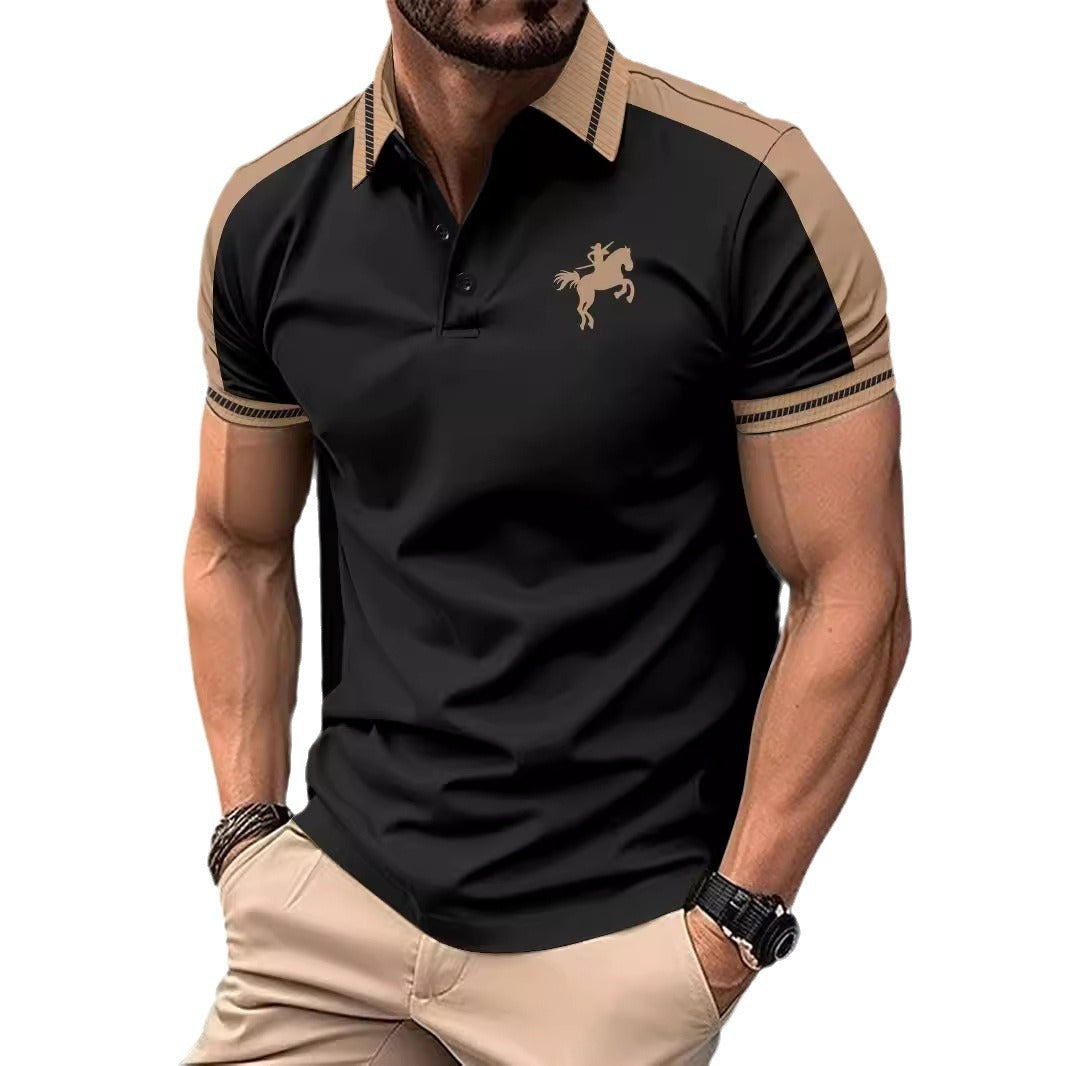 Herren modisches Kurzarm-Polohemd mit stylischem Farbkontrast und hochwertigem Material Echoarchiv