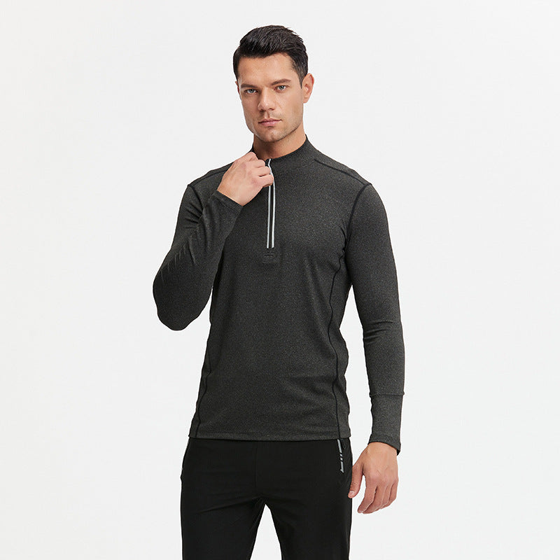 Herren Atmungsaktives Funktions-Langarmshirt mit halbem Reißverschluss und sportlichem Slim-Fit – Marzano