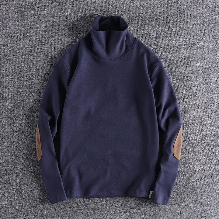 Herren Stehkragenpullover aus hochwertigem Fleece mit kontrastierenden Ellbogenpatches Echoarchiv