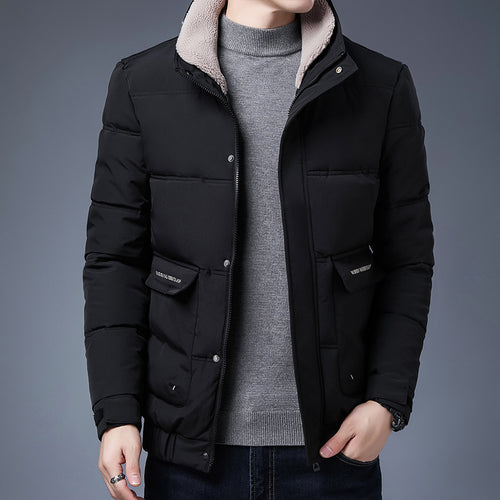 Herren gesteppte Winterjacke mit hochschützendem Kragen und praktischen Taschen Echoarchiv