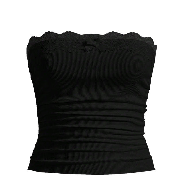Damen Bandeau-Oberteil mit Spitzenbesatz und figurbetontem Schnitt Echo Archiv