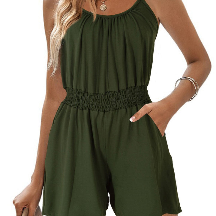 Damen lässiger Jumpsuit mit luftigen Trägern und elastischem Bund Echoarchiv