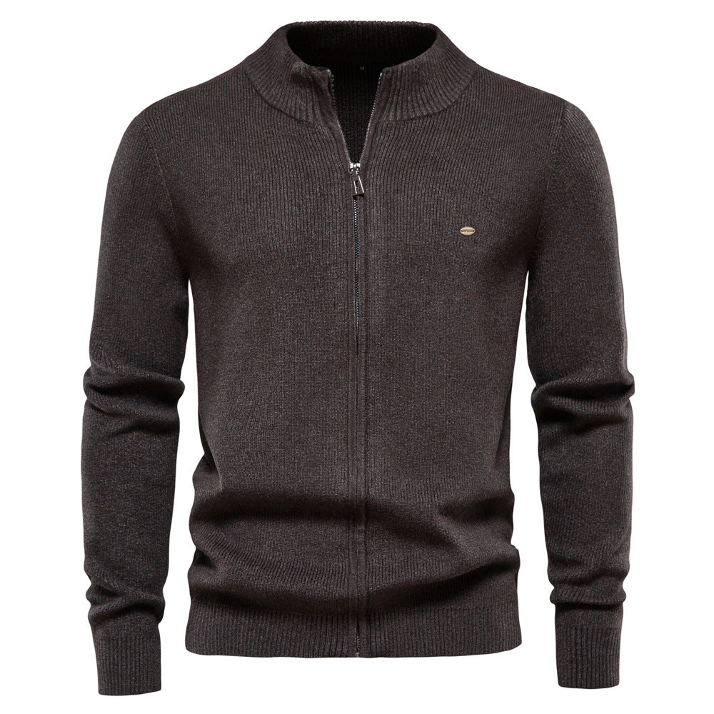 Herren Strickjacke mit modischem Stehkragen und Reißverschluss Echoarchiv