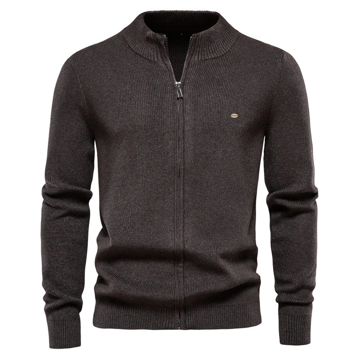 Herren Strickjacke mit modischem Stehkragen und Reißverschluss Echoarchiv