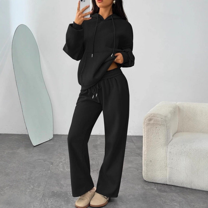 Damen Oversized Hoodie-Set mit Kängurutasche und weiter Palazzohose – Auréline