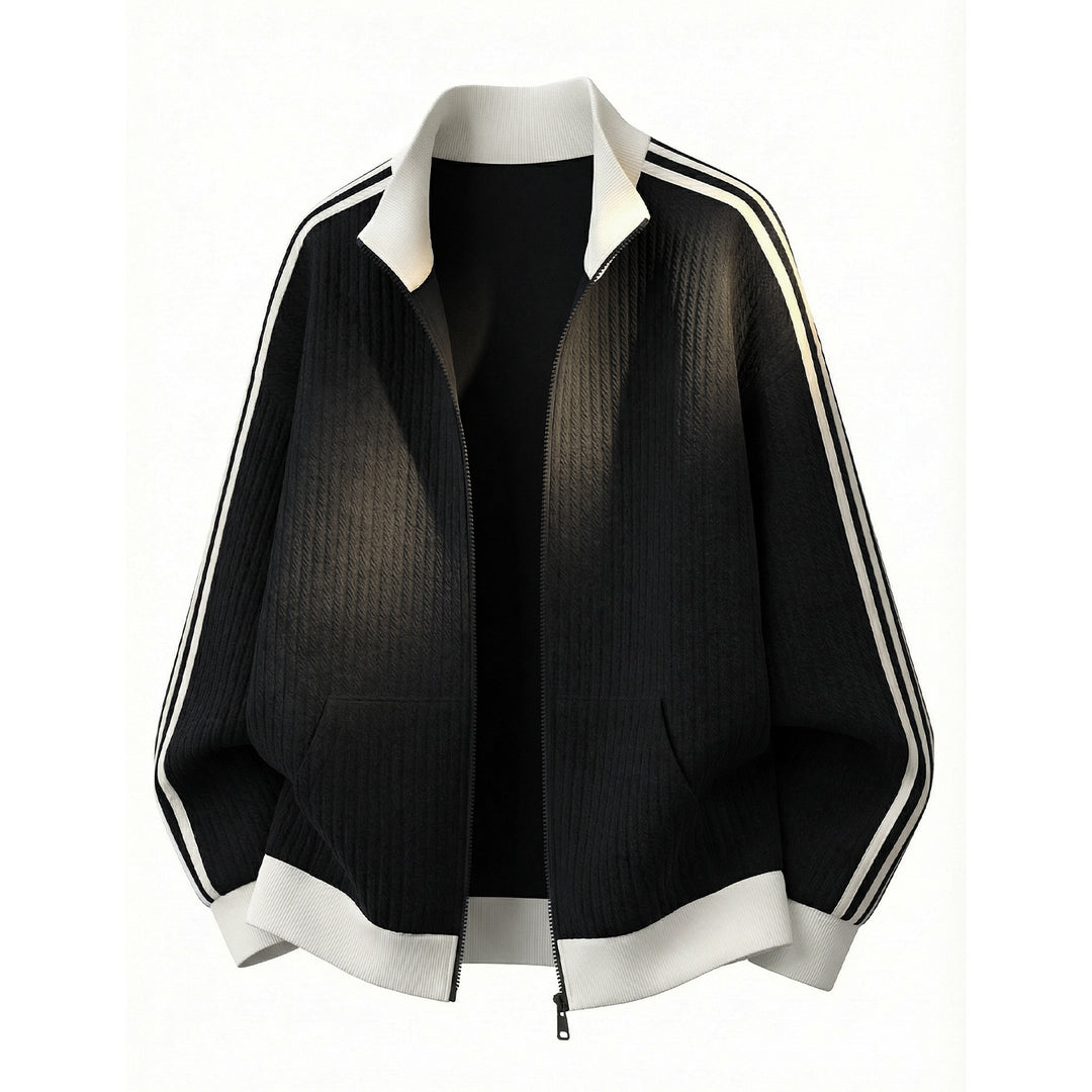 Unisex Oversize Steppjacke mit Stehkragen, Zwei-Streifen Ärmeldetail und Rippbündchen Echo Archiv