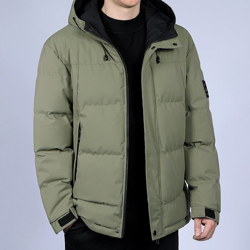 Herren Kurz geschnittene gesteppte Winterjacke mit Kapuze, winddichter Membran & verstellbaren Manschetten Echoarchiv