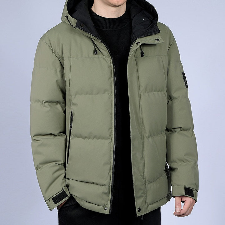 Herren Kurz geschnittene gesteppte Winterjacke mit Kapuze, winddichter Membran & verstellbaren Manschetten Echoarchiv