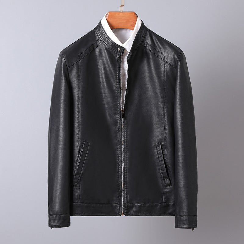 Herren Stilvolle Kunstlederjacke mit hohem Kragen Echo Archiv
