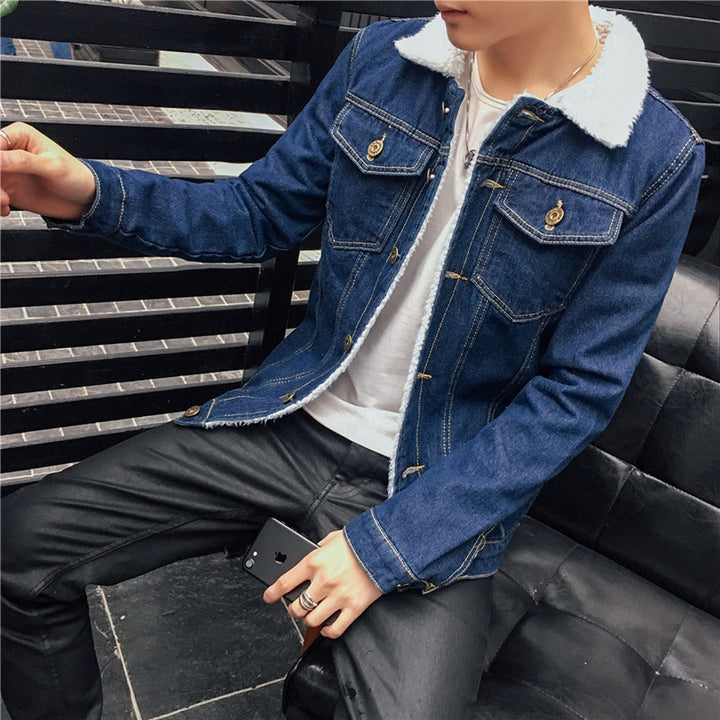 Herren Modische Denimjacke mit Fleece-Futter Echoarchiv