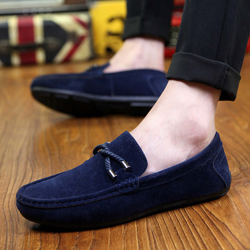 Damen weicher Veloursleder Mokassin Loafer mit geflochtener Dekorschnur und flexibler Gummisohle Echo Archiv