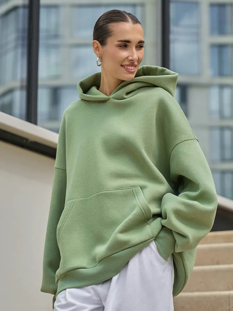 Damen Oversized Kapuzenpullover mit extra weitem Schnitt und Kängurutasche – Auréline
