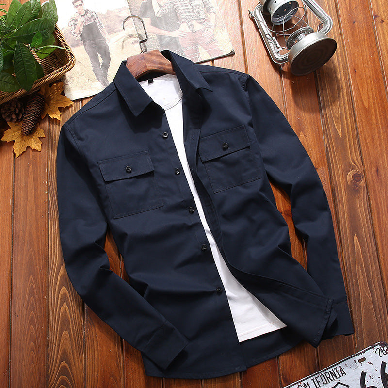 Herren Baumwollmix‑Hemdjacke im Utility‑Look mit Brustpattentaschen – Taviero