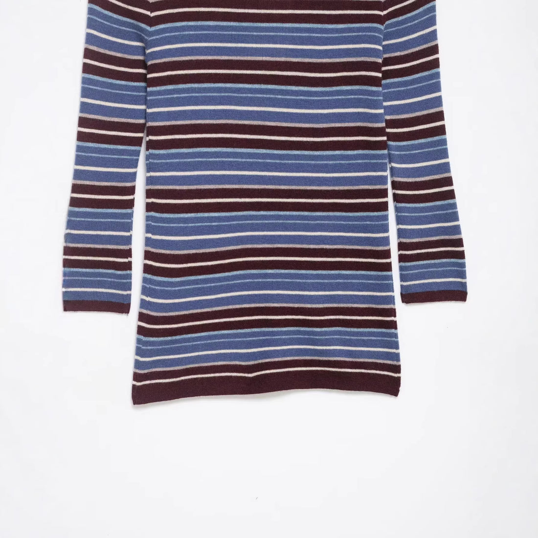 Damen Gestreifter Feinstrick-Rollkragenpullover mit schmaler Rippenstruktur Echoarchiv