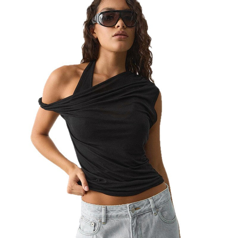 Damen asymmetrisches Trägershirt mit innovativem Schnitt und elegantem Design Echo Archiv