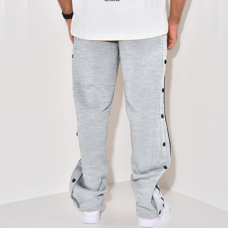 Herren Snap-Trackhose mit seitlichem Kontraststreifen, Druckknopf-Leiste und elastischem Bund Echoarchiv