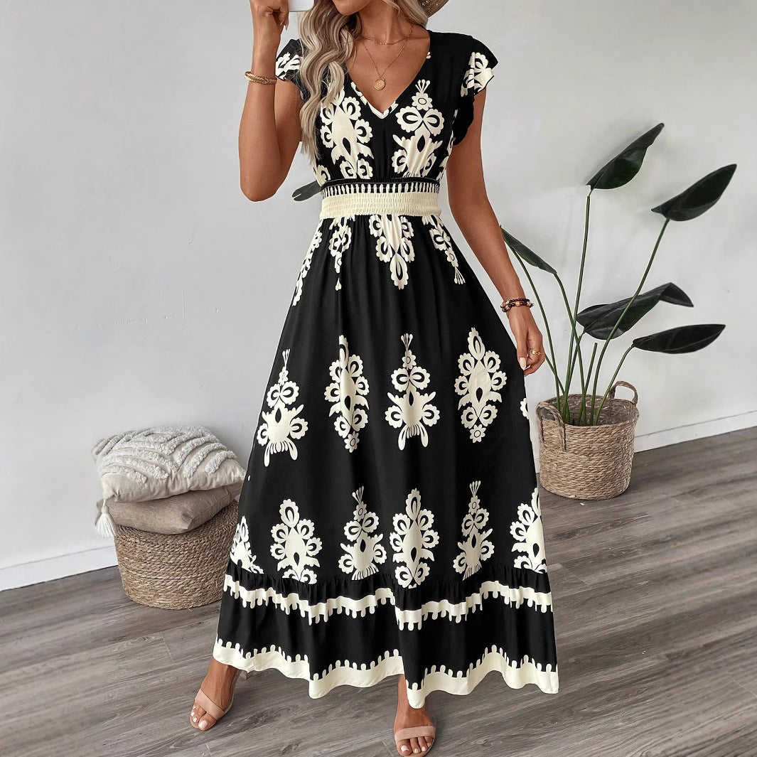 Damen Elegantes Maxikleid mit faszinierendem Musterdruck Echo Archiv