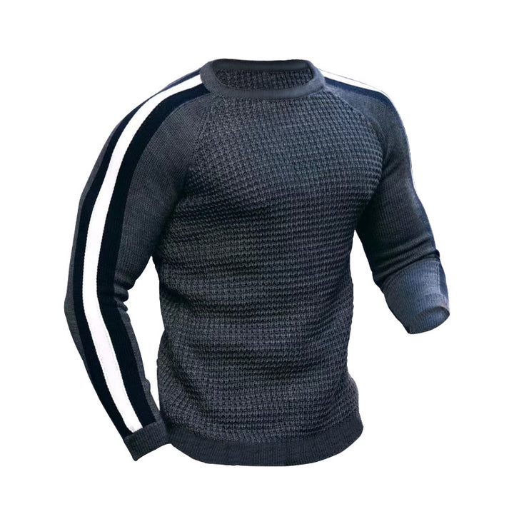 Herren modischer Strickpullover mit raffinierten Kontraststreifen Echoarchiv