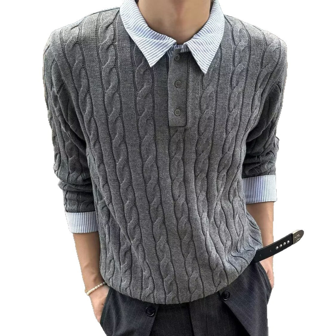 Damen Modischer Grobstrickpullover mit attraktivem Hemdkragen Echoarchiv