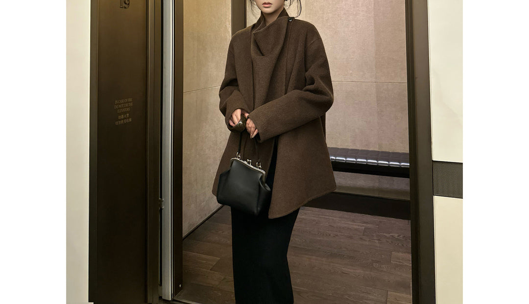 Damen Modischer Oversized-Wollmantel Echoarchiv