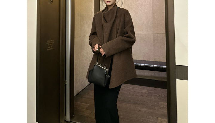 Damen Modischer Oversized-Wollmantel Echoarchiv