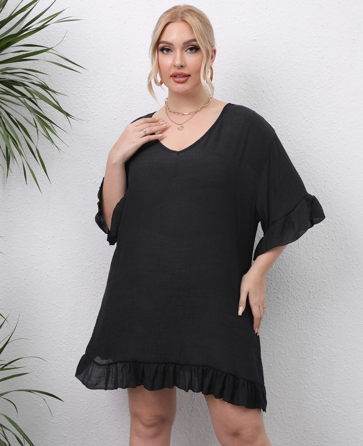 Damen leichtes Strandkleid mit voluminösen Rüschen Echo Archiv