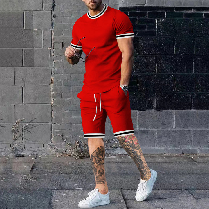 Herren Kurzarm Freizeit-Outfit mit sportlichen Kontrastdetails Echoarchiv