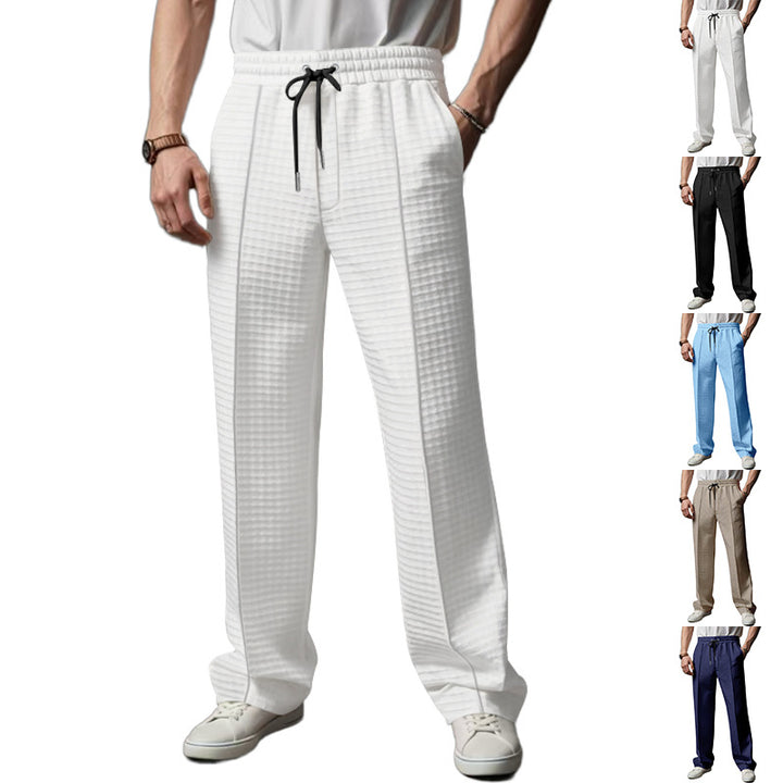 Herren Relaxed-Fit Freizeit-Hose mit strukturierter Karooptik, elastischem Bund & Kordelzug – Sorevano
