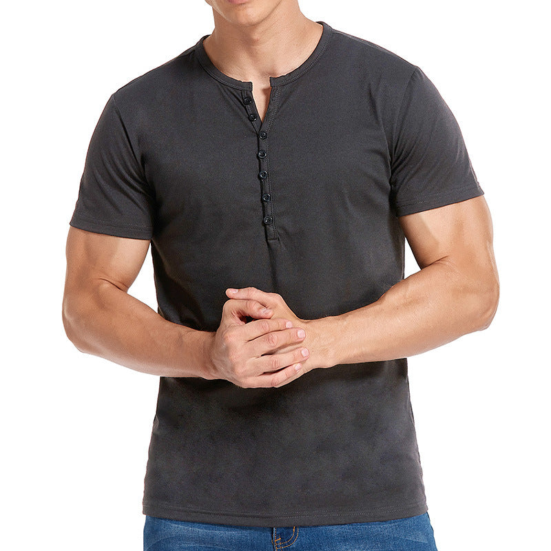 Herren Kurzarm-Henley-Shirt mit eleganter Knopfleiste Echoarchiv