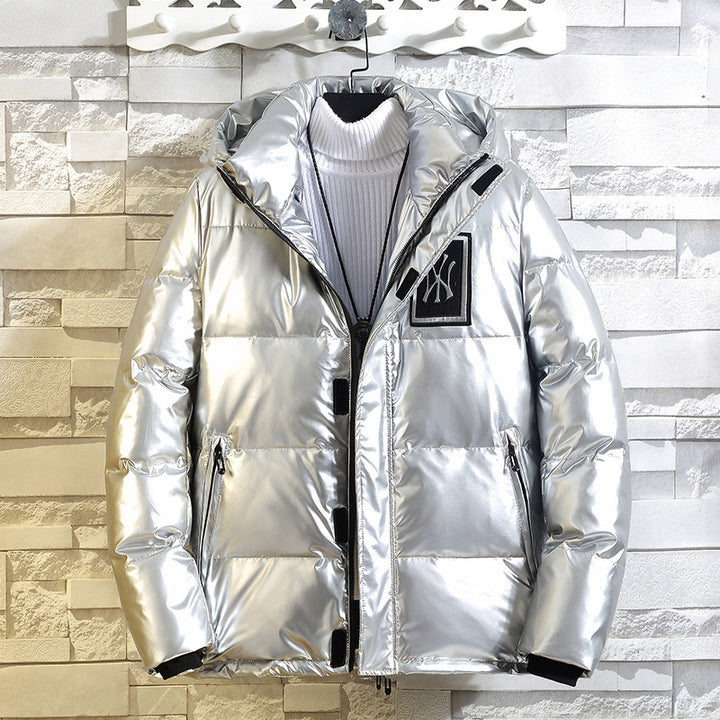 Herren Wattierte Metallic-Steppjacke mit Kapuze und windabweisender Front Echo Archiv