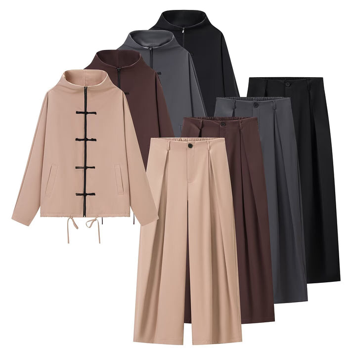 Damen leichte Boxy-Jacke mit Stehkragen, Zipper-Front, Kordelzug und dekorativen Knotenverschlüssen Echo Archiv