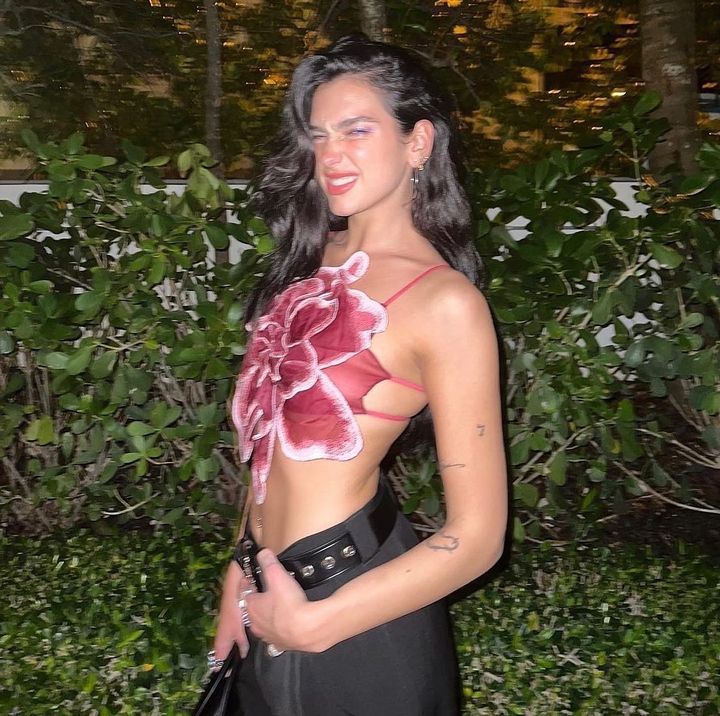 Damen Blüten-Crop-Top mit 3D floralen Applikationen und transparentem Stoff Echo Archiv