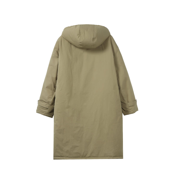 Damen Lange gefütterte Thermo-Parka im Oversize-Schnitt mit verdeckter Front Echoarchiv