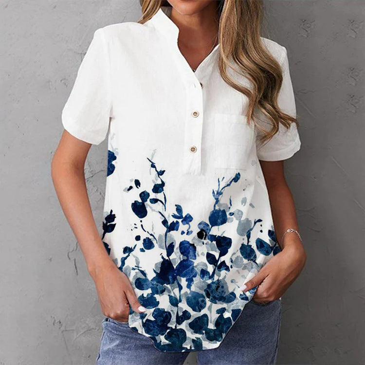 Damen elegante und florale Bluse mit Knopfdetail Echo Archiv