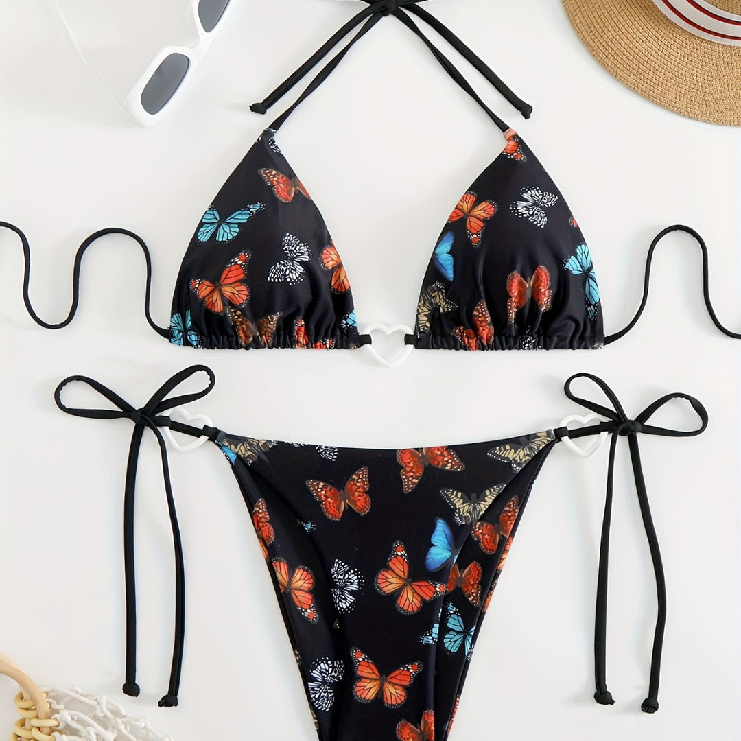 Damen Triangel-Bikini mit einzigartigem Schmetterlingsmuster Echo Archiv
