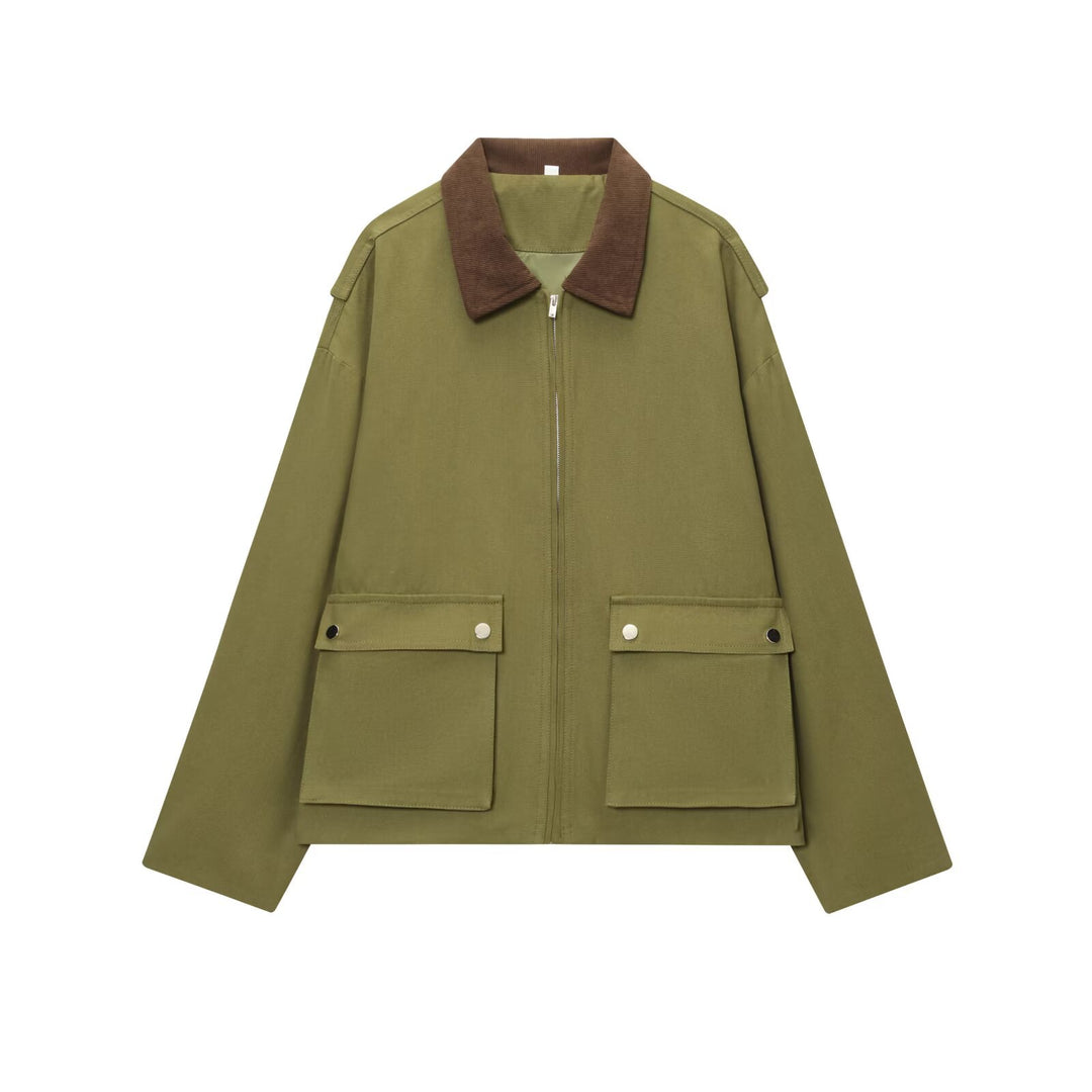 Damen Utility-Fieldjacke mit Cordkragen, Reißverschluss und aufgesetzten Klappentaschen Echoarchiv