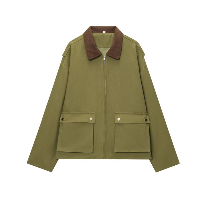 Damen Utility-Fieldjacke mit Cordkragen, Reißverschluss und aufgesetzten Klappentaschen Echoarchiv