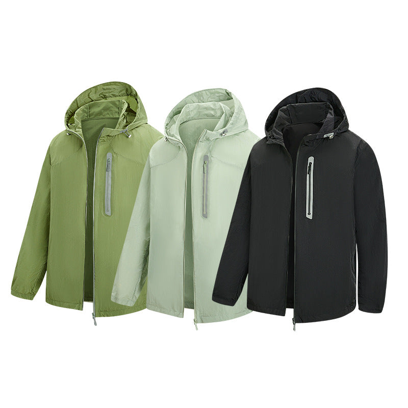 Herren Ultraleichte Packbare Regen- und Windjacke mit Kapuze, versteckter Brusttasche und wasserabweisendem Shell Echo Archiv