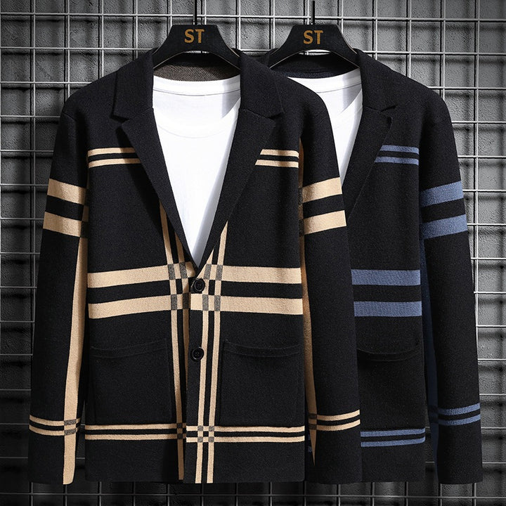 Herren modische Strickjacke mit einzigartigem Karomuster Echoarchiv