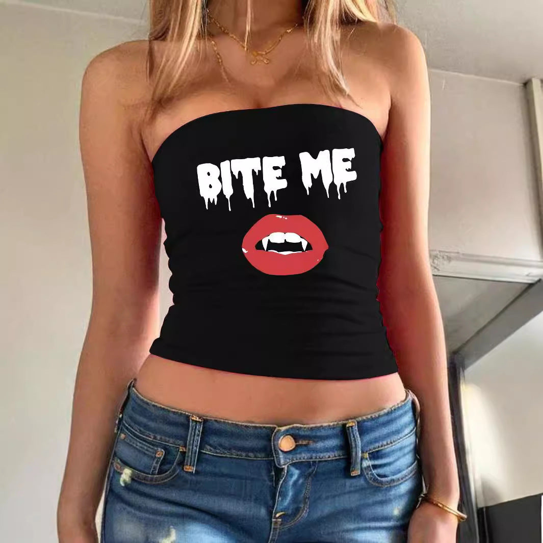 Damen Bandeau-Top mit fröhlichem Gespenster-Motiv Echo Archiv