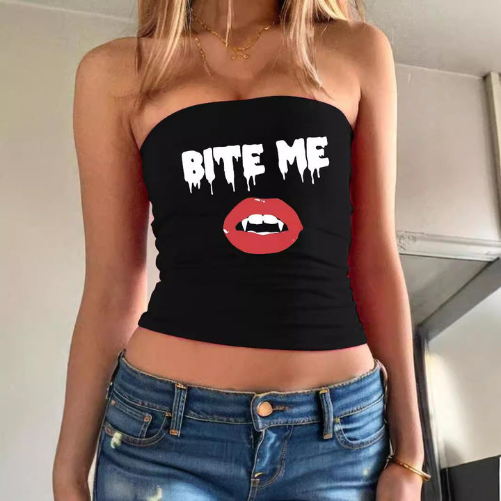 Damen Bandeau-Top mit fröhlichem Gespenster-Motiv Echo Archiv