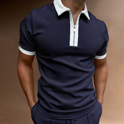 Herren Poloshirt mit modernem Stehkragen und Reißverschluss Echoarchiv