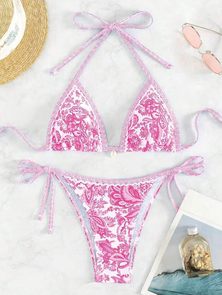Damen Triangel-Bikini mit floralem Vintage-Muster Echo Archiv