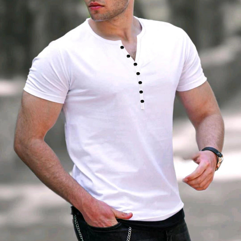 Herren Freizeit Kurzarm Henley T-Shirt Echoarchiv