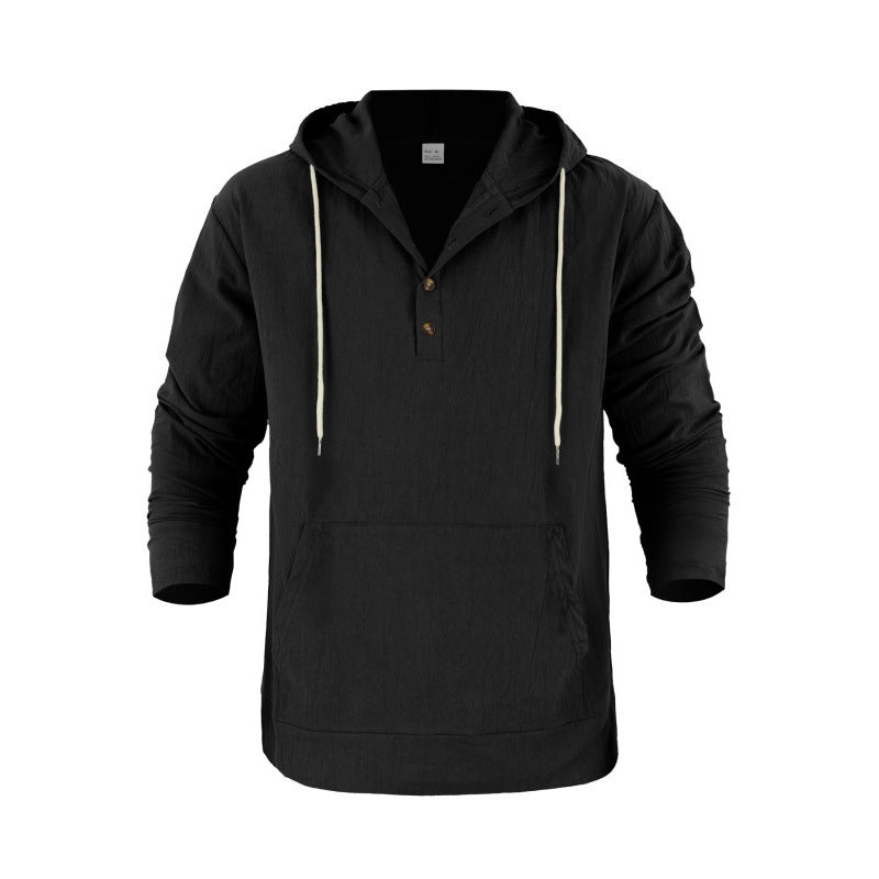 Herren lässiger Kapuzenpullover mit Knopfleiste und Kangaroo-Tasche Echoarchiv