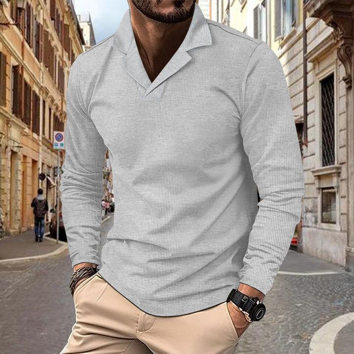 Herren lässiges Langarmshirt mit strukturiertem Design und modernem Stehkragen Echoarchiv