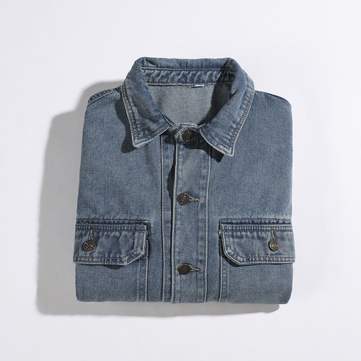 Herren Lässige Denim-Jacke mit Taschen Echo Archiv